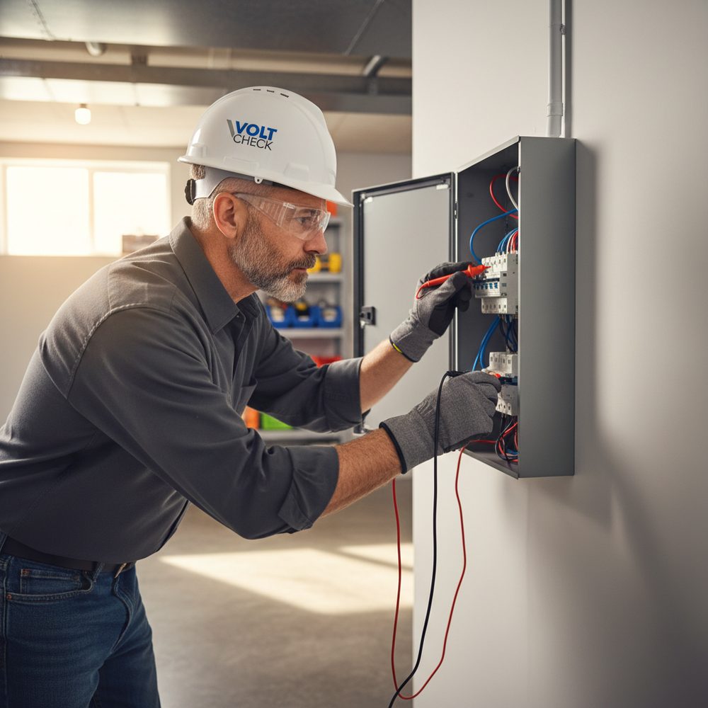 Professional electrician at work